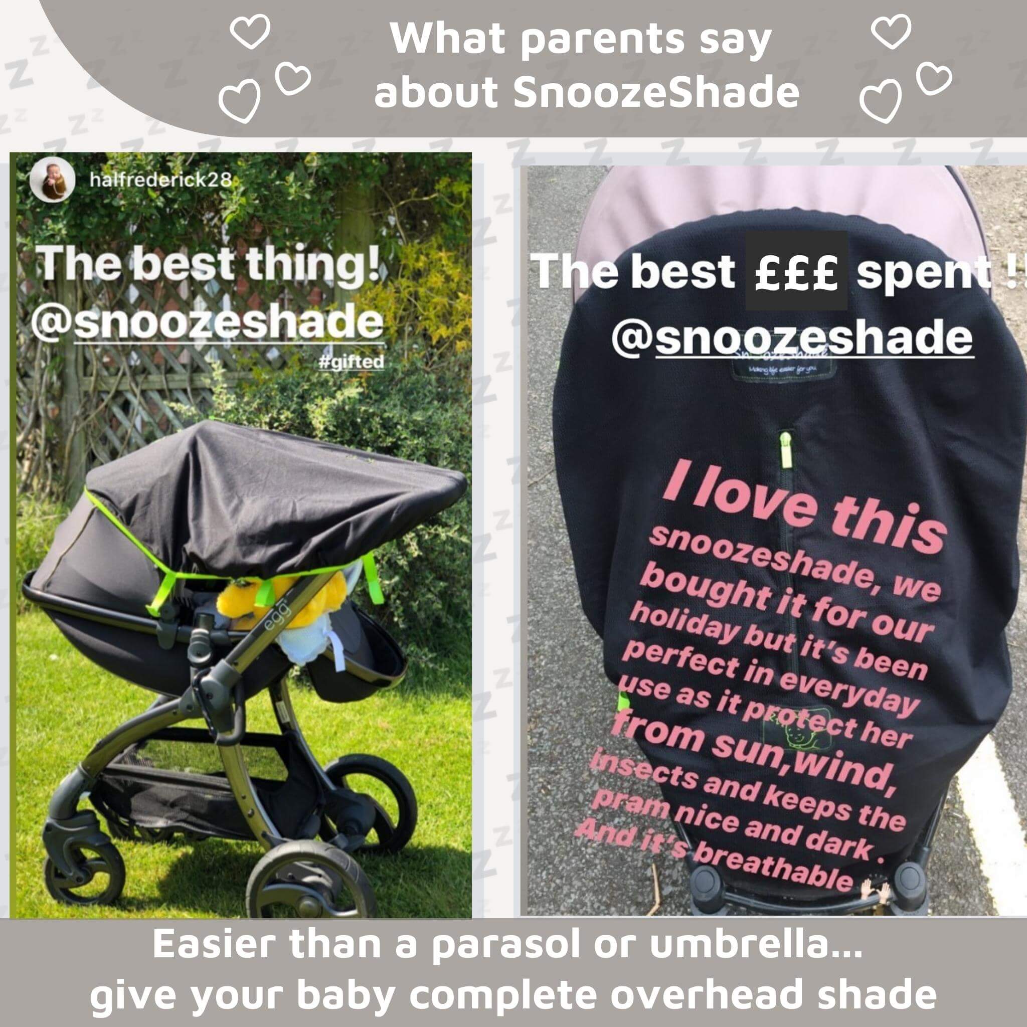 SnoozeShade Original (06m) Sun & sleep shade for prams and strollers
