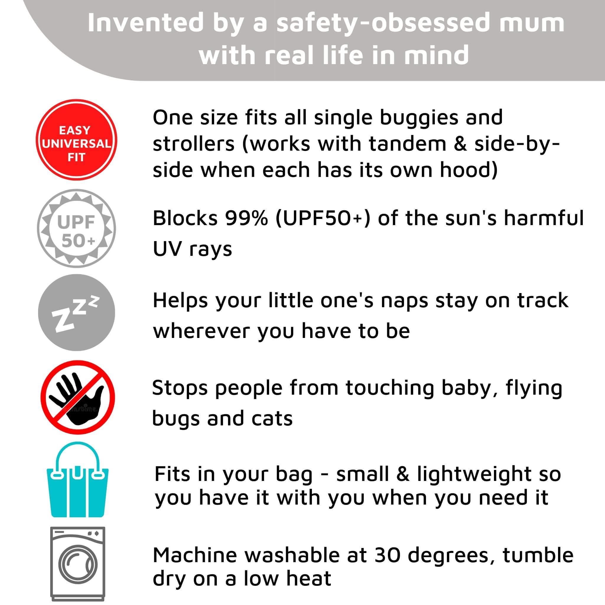 SnoozeShade Original (06m) Sun & sleep shade for prams and strollers